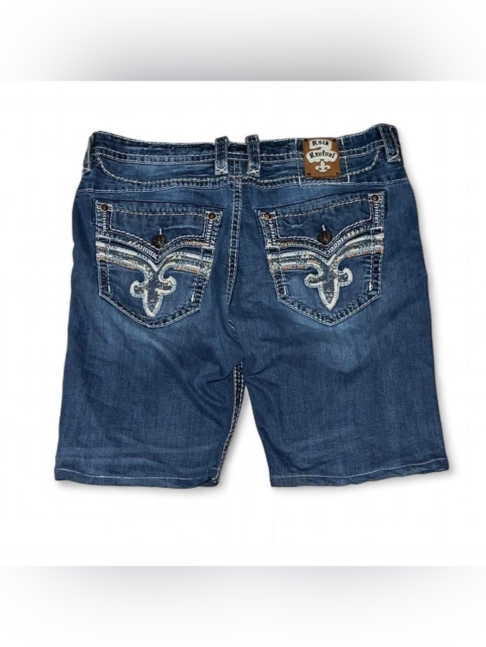 Rock Revival Blue Denim Jean Shorts Emmitt Rlxd St 17